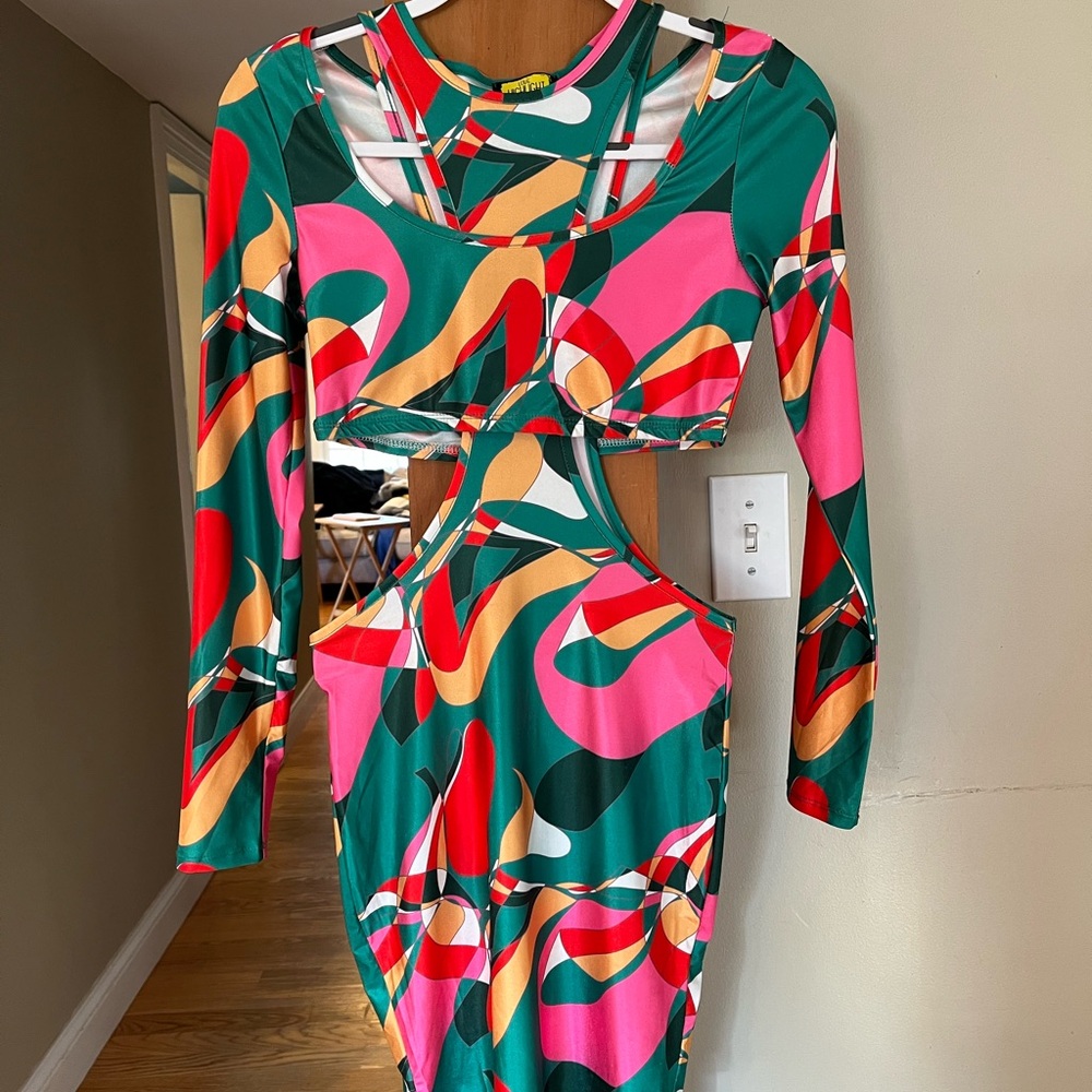 Multicolor Abstract Print Women's Dress